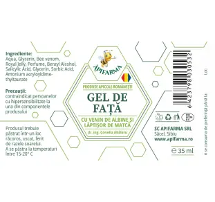 gel de fata cu venin de albine si laptisor de matca 35g