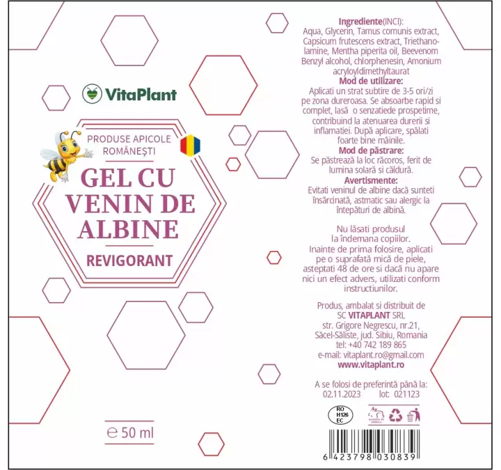 gel revigorant cu venin de albine 50g gel revigorant cu venin de albine 50g